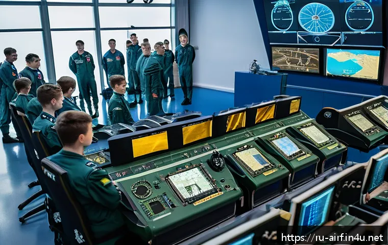 공군 파일럿 채용 절차 - A detailed scene of a military aviation training center in Russia, showing young cadets in full flig...